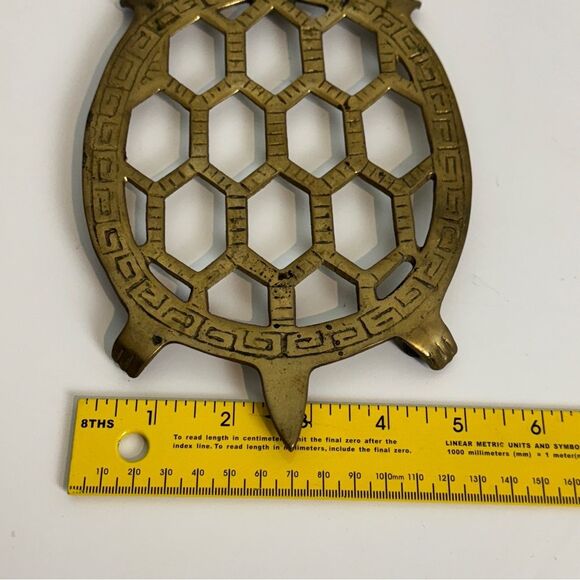 Vintage Etched Brass Turtle Trivet Made in Korea - Picture 6 of 6